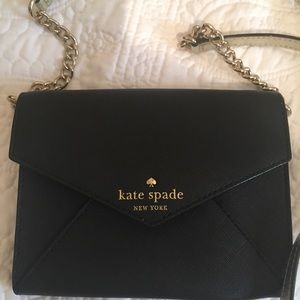 Kate Spade black mini purse with gold strap